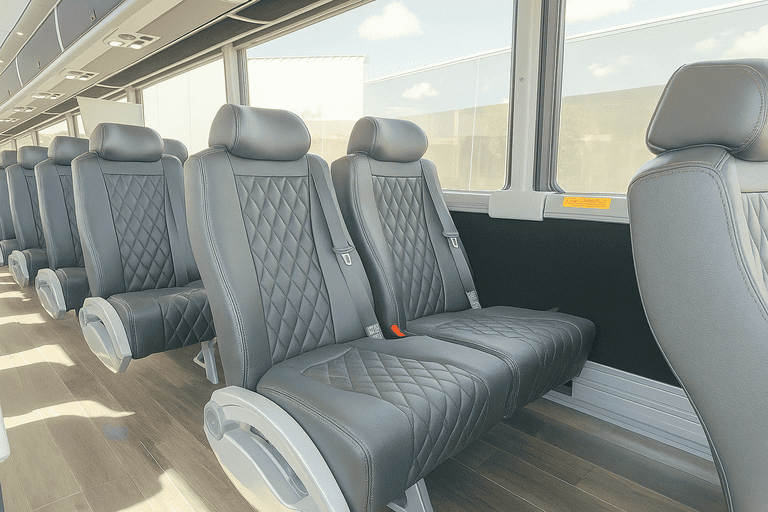 interior of Gresham Minibus Company charter bus