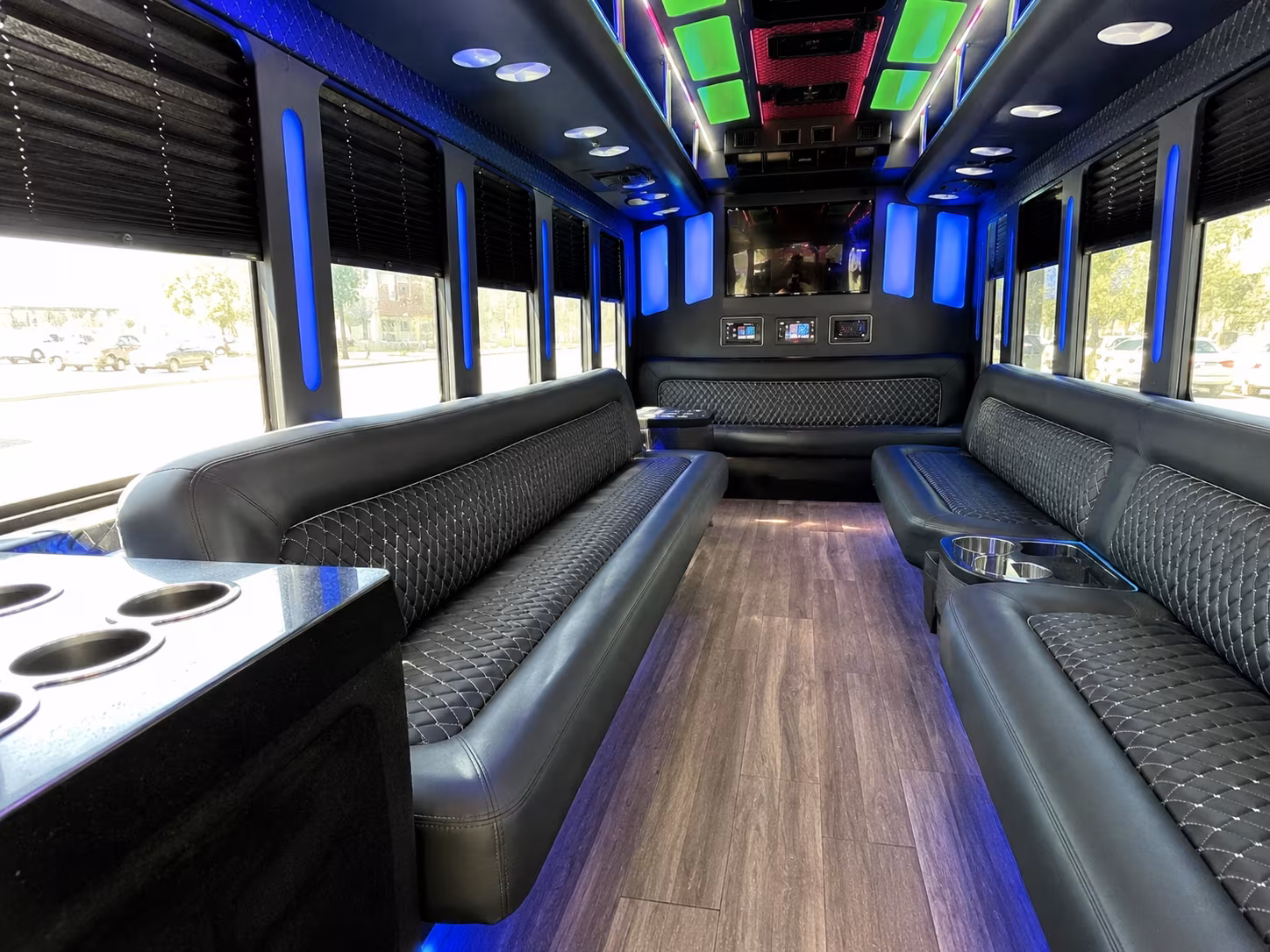 gresham 15 passenger party bus inside
